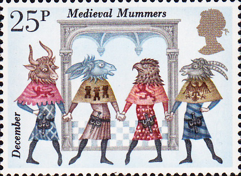 uk-stamp-medieval-mummers-from-folklore