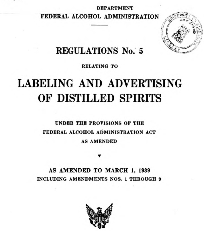 Standards of Identity for Spirits…as of 1939.